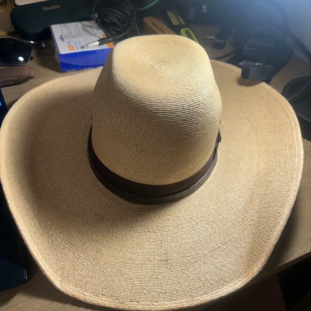 Wide Brim Cowboy Hat with Brown Band